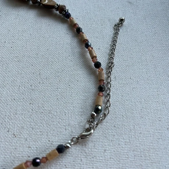 Natural Jasper Stone Beaded Necklace with Silver Accents - Picture 4 of 5